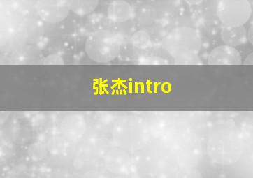 张杰intro