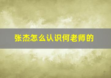 张杰怎么认识何老师的