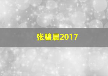 张碧晨2017