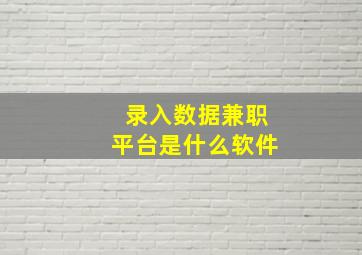 录入数据兼职平台是什么软件