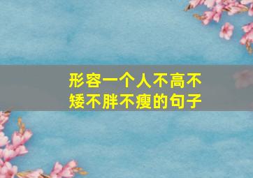 形容一个人不高不矮不胖不瘦的句子