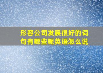 形容公司发展很好的词句有哪些呢英语怎么说