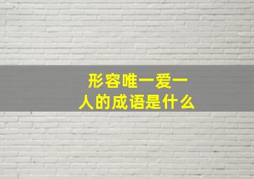 形容唯一爱一人的成语是什么