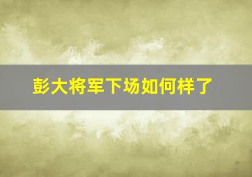 彭大将军下场如何样了