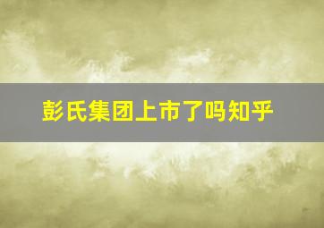 彭氏集团上市了吗知乎