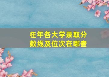 往年各大学录取分数线及位次在哪查