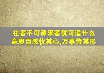 往者不可谏来者犹可追什么意思百感忧其心,万事劳其形