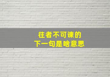 往者不可谏的下一句是啥意思