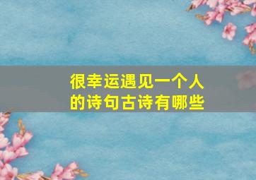 很幸运遇见一个人的诗句古诗有哪些