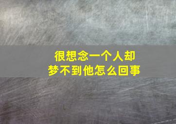 很想念一个人却梦不到他怎么回事