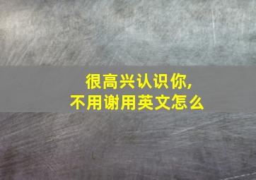 很高兴认识你,不用谢用英文怎么