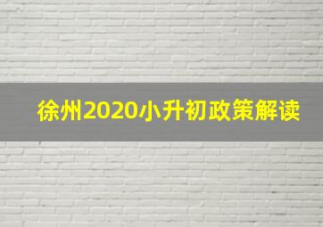 徐州2020小升初政策解读