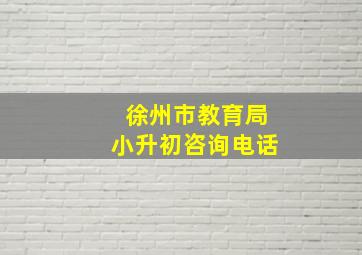 徐州市教育局小升初咨询电话