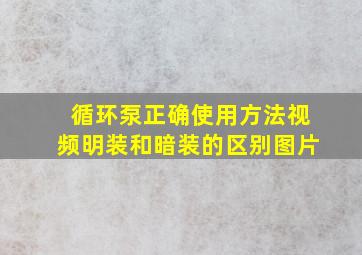 循环泵正确使用方法视频明装和暗装的区别图片