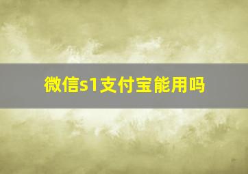 微信s1支付宝能用吗