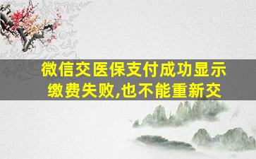 微信交医保支付成功显示缴费失败,也不能重新交