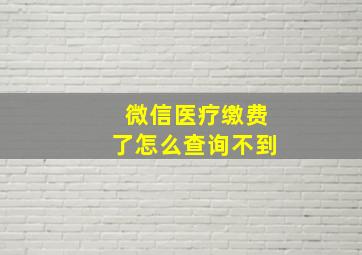 微信医疗缴费了怎么查询不到