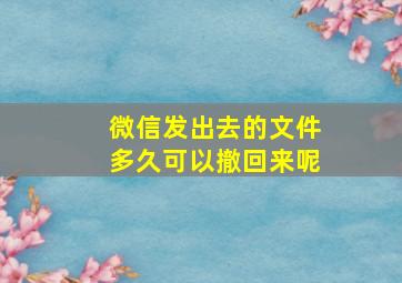 微信发出去的文件多久可以撤回来呢