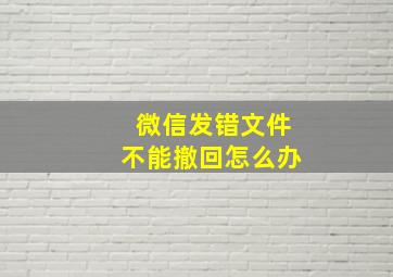 微信发错文件不能撤回怎么办