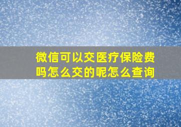 微信可以交医疗保险费吗怎么交的呢怎么查询