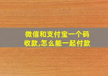 微信和支付宝一个码收款,怎么能一起付款