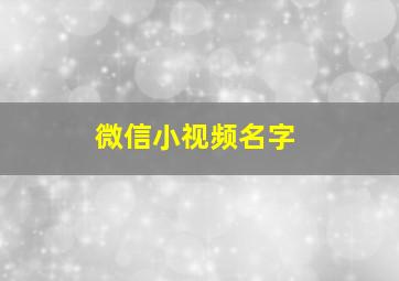 微信小视频名字