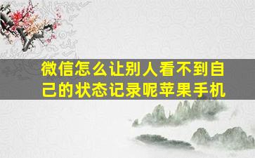 微信怎么让别人看不到自己的状态记录呢苹果手机