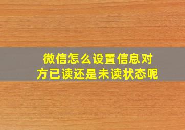 微信怎么设置信息对方已读还是未读状态呢