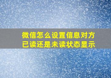 微信怎么设置信息对方已读还是未读状态显示