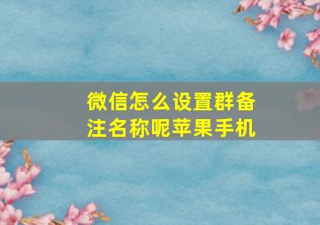 微信怎么设置群备注名称呢苹果手机