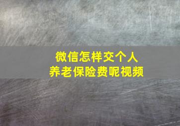 微信怎样交个人养老保险费呢视频