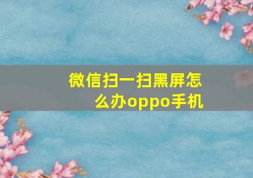 微信扫一扫黑屏怎么办oppo手机