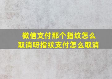 微信支付那个指纹怎么取消呀指纹支付怎么取消