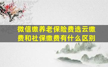 微信缴养老保险费选云缴费和社保缴费有什么区别