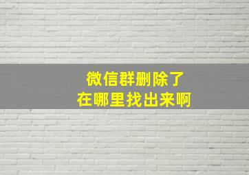 微信群删除了在哪里找出来啊