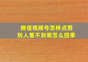 微信视频号怎样点赞别人看不到呢怎么回事