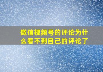 微信视频号的评论为什么看不到自己的评论了