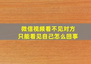 微信视频看不见对方只能看见自己怎么回事