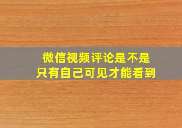 微信视频评论是不是只有自己可见才能看到