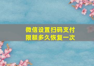 微信设置扫码支付限额多久恢复一次