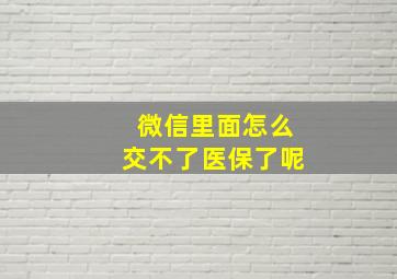 微信里面怎么交不了医保了呢