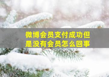 微博会员支付成功但是没有会员怎么回事