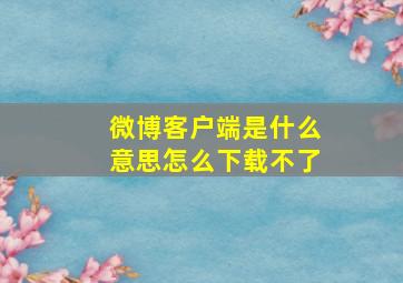 微博客户端是什么意思怎么下载不了