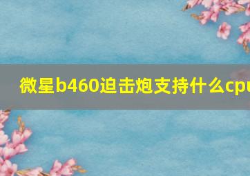 微星b460迫击炮支持什么cpu