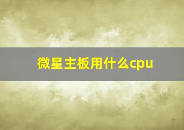 微星主板用什么cpu