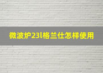 微波炉23l格兰仕怎样使用