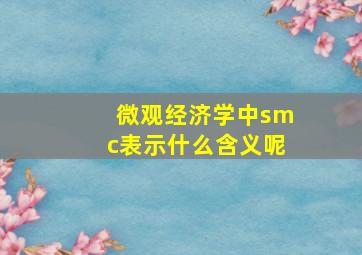 微观经济学中smc表示什么含义呢