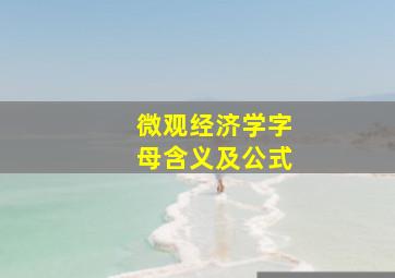 微观经济学字母含义及公式