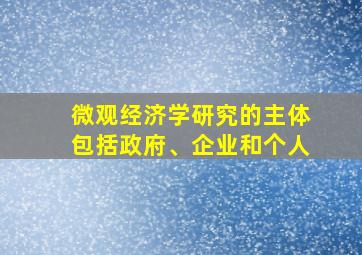 微观经济学研究的主体包括政府、企业和个人