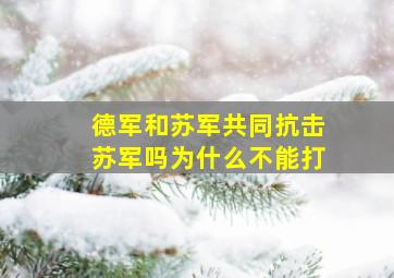 德军和苏军共同抗击苏军吗为什么不能打